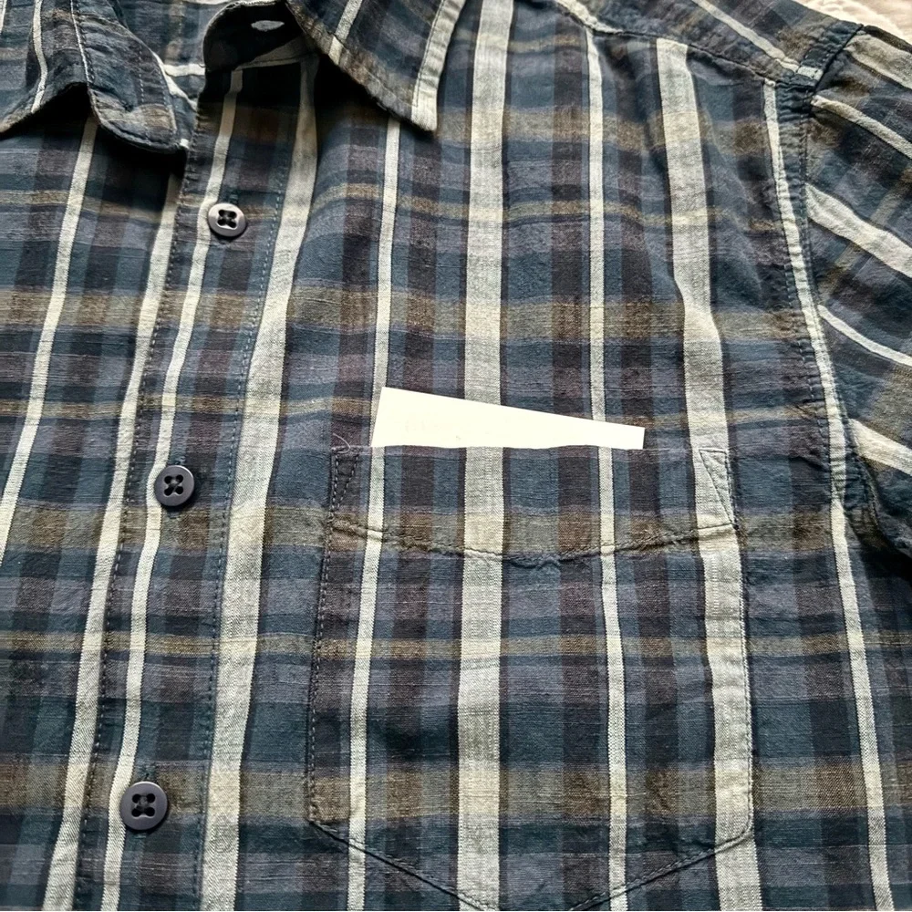 The North Face Blue Plaid Casual Button Down Short Sleeve Shirt Size S